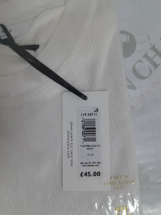 JOHN LEWIS THERMAL TSHIRT IN CREAM SIZE 12-14 RRP £45