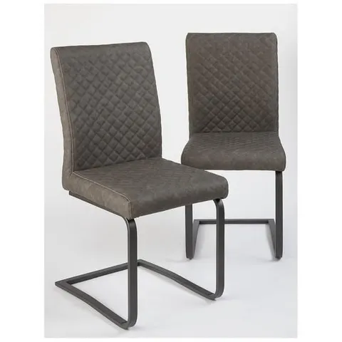 BOXED PAIR OF OHIO FAUX LEATHER DINING CHAIRS GREY (1 BOX)