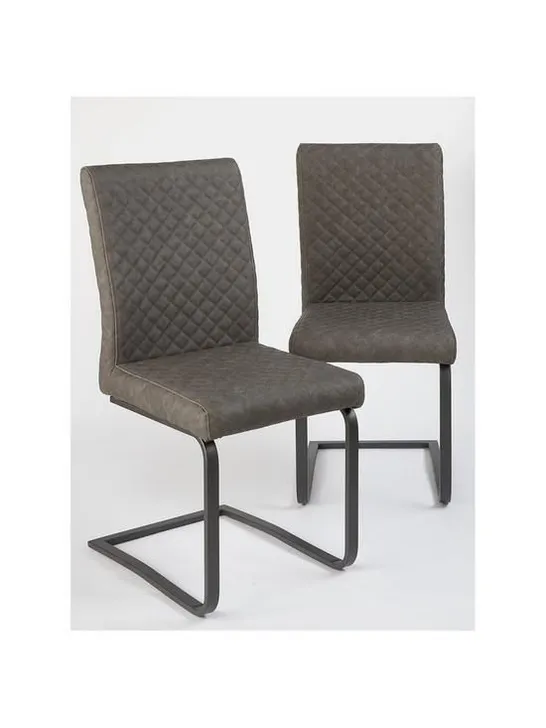 BOXED PAIR OF OHIO FAUX LEATHER DINING CHAIRS GREY (1 BOX)