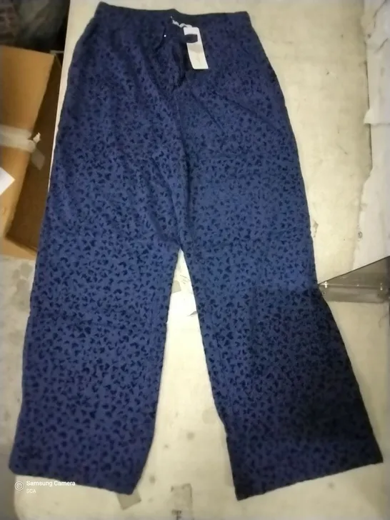 BOX OF APPROXIMATELY 20 DANNII MINOGUE NAVY HEART FLOCKED WIDE LEG TROUSERS PETITE - SIZE 12