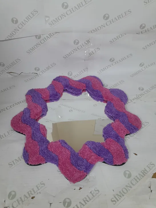 TYPO TUFTED MIRROR IN PINK AND PURPLE 51CM DIA