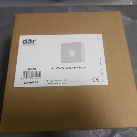 BRAND NEW BOX OF 6 DAR URMI ONE LIGHT WALL BRACKET IVORY SHADE