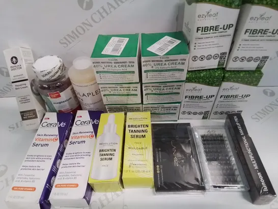 LOT OF 20 ASSORTED BRAND NEW HEALTH AND BEAUTY ITEMS TO INCLUDE FIBRE-UP, UREA CREAM AND OLAPEX SHAMPOO