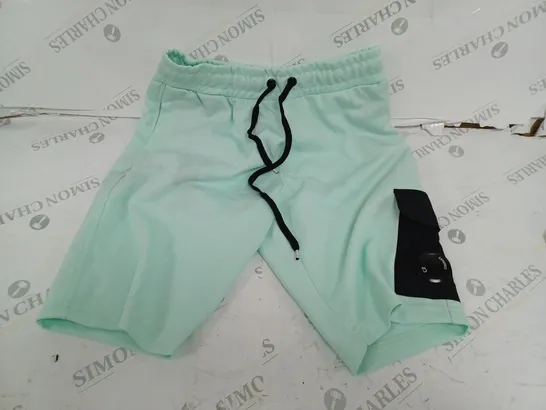 CP COMPANY TURQUOISE LOGO SHORTS- SMALL