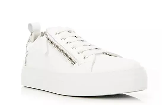 RUTH LANGSFORD TRAINER WITH ZIP DETAIL SILVER SIZE 5