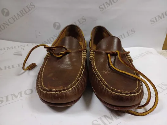 POLO RALPH LAUREN SLIP ON LEATHER EFFECT SHOW IN BROWN - UK 8 