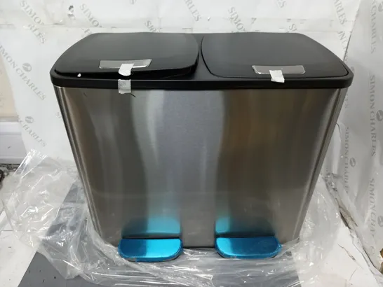 DUAL PEDAL BIN IN SILVER/BLACK