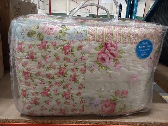 BAGGED MARON FLORAL MICROFIBER BEDSPREAD SET (1 ITEM)