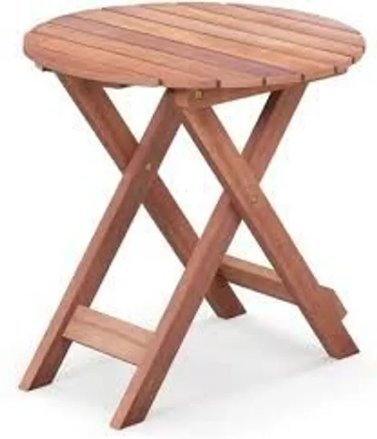 BOXED COSTWAY ROUND SLATTED TOP FOLDING SIDE TABLE