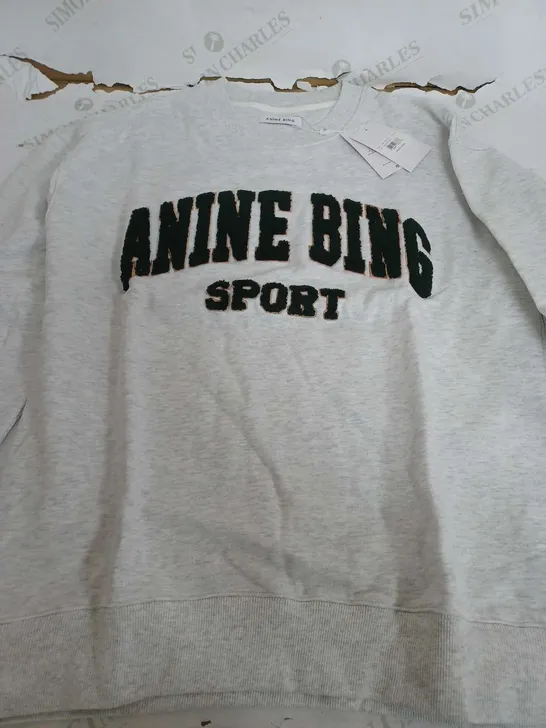 ANINE BING SPORT LIGHT GREY CREW SWEATSHIRT - MEDIUM