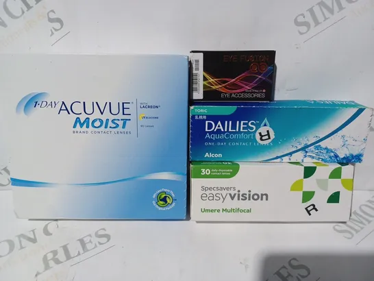 APPROXIMATELY 20 ASSORTED PACKS OF CONTACT LENSES TO INCLUDE DAILIES, EASYVISION, ETC