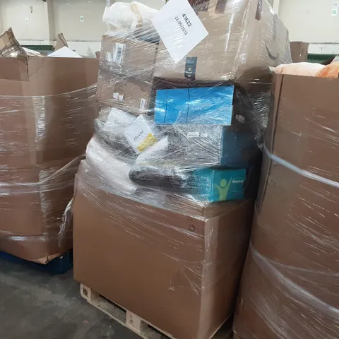 PALLET OF ASSORTED PRODUCTS TO INCLUDE INFINITE WHEEL CHAIR CUSHION, ELVIROS MORY FOAM CERVICAL PILLOW, HANSLEEP, EMMA, WALENSEE, NEWENT MATTRESS TOPPERS 