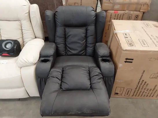 DESIGNER MANUAL RECLINING ROCKING ARMCHAIR WITH CUPHOLDERS