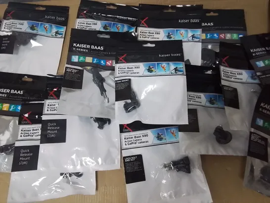 LOT OF ASSORTED TECH ITEMS TO INCLUDE VARIOUS GOPRO ACCESSORIES, QUAD LOCK BIKE KIT FOR IPHONE AND MULTIPLE MOUNTS FOR APPLE TV