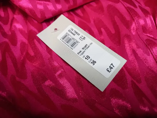 RIVER ISLAND HOT PINK SATIN SHIRT DRESS - SIZE 10