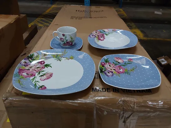 BOXED BLUE ELEPHANT PORCELAIN CHINA DINNERWARE SET (1 BOX)