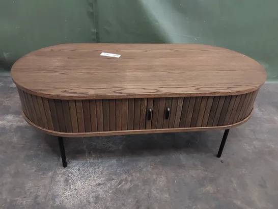 WOODEN OVAL COFFEE TABLE WITH STORAGE 