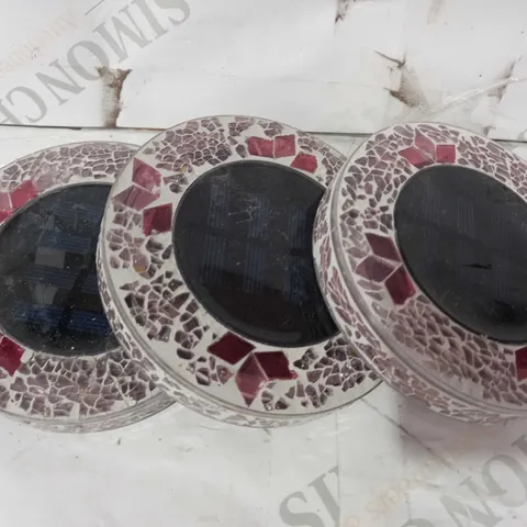 OUTLET BELL & HOWELL SET OF 4 GLASS MOSAIC DESIGN SOLAR DISK LIGHTS