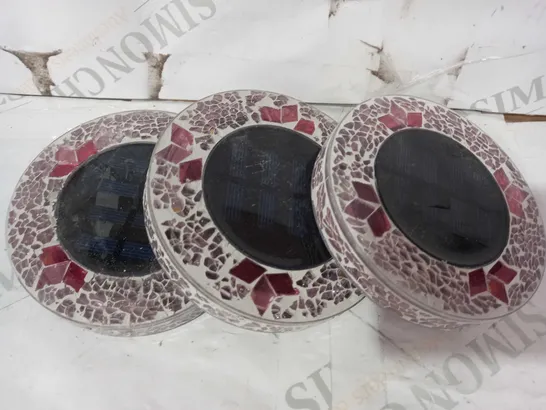 OUTLET BELL & HOWELL SET OF 4 GLASS MOSAIC DESIGN SOLAR DISK LIGHTS