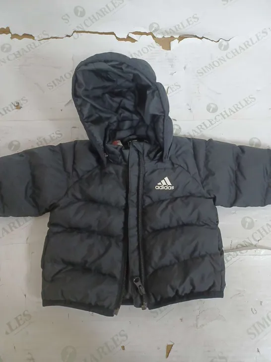 ADIDAS PADDED JACKET IN BLACK - 0-3 MONTHS