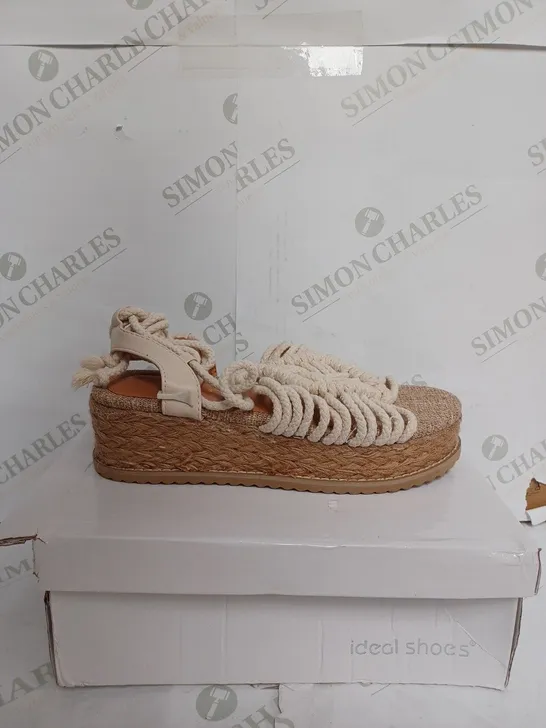 BOXED IDEAL SHOES BEIGE ROPE LACE UP ESPADRILLE FLATFORM - EU 41 