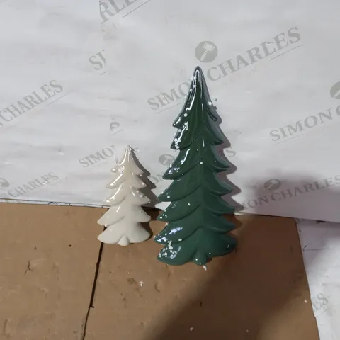 BOXED DESIGNER SET OF CERAMIC CHRISTMAS TREES