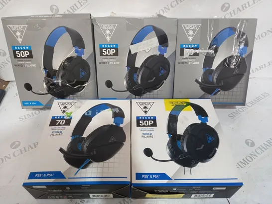 5 PLAYSTATION GAMING HEADSETS TO INCLUDE TURTLE BEACH RECOND 50P AND 70