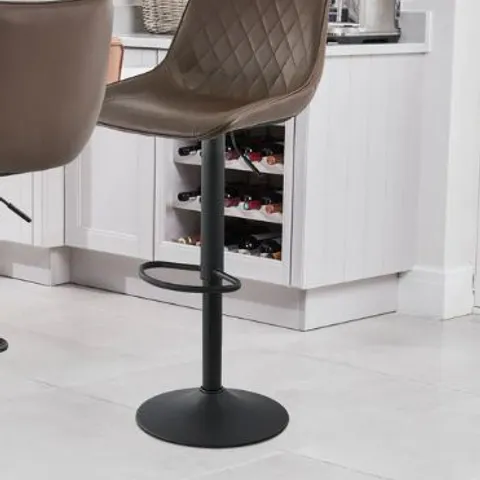 BOXED LEMBO SET OF TWO BROWN FAUX LEATHER BARSTOOLS