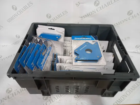 BOX TO CONTAIN APPROX 23 X SILVERLINE WELDING MAGNETS 