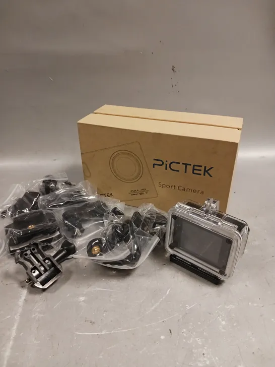 BOXED PICTEK PTOD001B SPORTS ACTION CAMERA & ACCESSORIES 