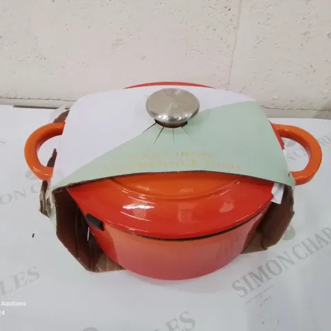 BOXED CAST IRON CASSEROLE DISH