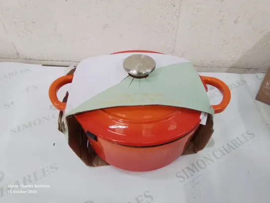 BOXED CAST IRON CASSEROLE DISH