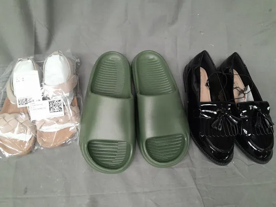 BOX OF APPROXIMATELY 20 ASSORTED PAIRS OF SHOES AND FOOTWEAR ITEMS IN VARIOUS STYLES AND SIZES TO INCLUDE H&M, PRIMARK, ETC