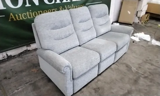 QUALITY BRITISH DESIGNED & MANUFACTURED G PLAN HOLMES 3 SEATER MANUAL RECLINER SOFA FARROW ICE FABRIC