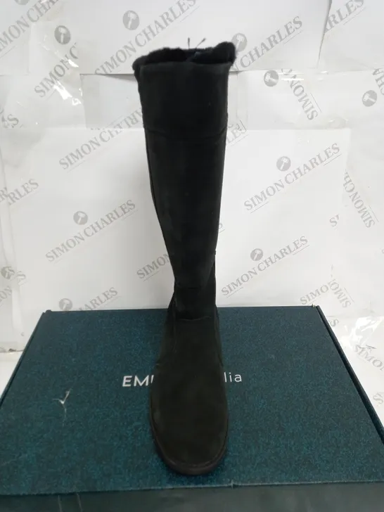 EMU AUSTRALIA "MOONTA" WATERPROOF KNEE LEATHER BOOTS - UK SIZE 7 - BLACK 