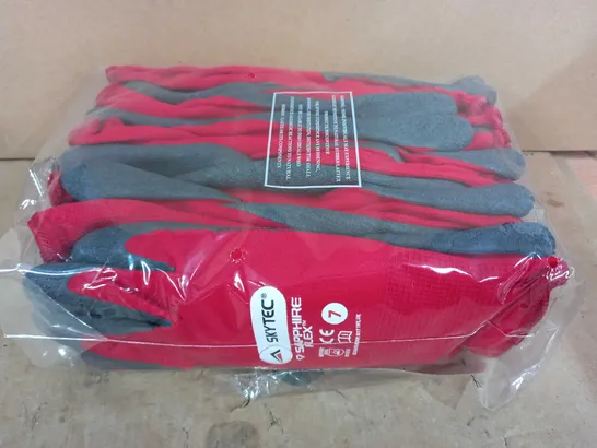 PACK OF APPROXIMATELY 10 PAIRS OF BRAND NEW SKYTEC SAPPHIRE FLEX PROTECTIVE WORK GLOVES IN RED/GREY SIZE 7