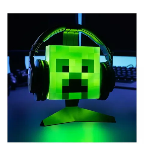 BOXED MINECRAFT CREEPER HEAD LIGHT AND HEADPHONE STAND - OFFICIALLY LICENSED MINECRAFT LAMP, USB-POWERED LIGHT FOR GAMING ROOM