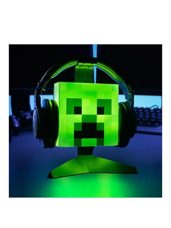 BOXED MINECRAFT CREEPER HEAD LIGHT AND HEADPHONE STAND - OFFICIALLY LICENSED MINECRAFT LAMP, USB-POWERED LIGHT FOR GAMING ROOM