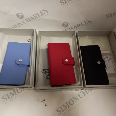 8 BOXED VIVIENNE WESTWOOD IPHONE X/XS WALLET CASE/ ASSORTED COLOURS TO INCLUDE BLUE, RED AND BLACK