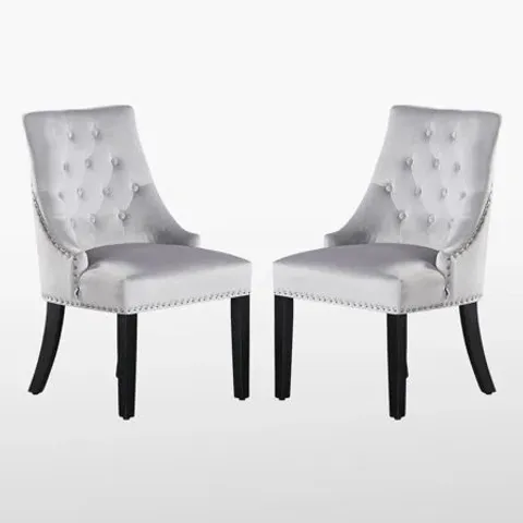 BOXED SCOTT TUFTED VELVET SIDE CHAIR, GREY 