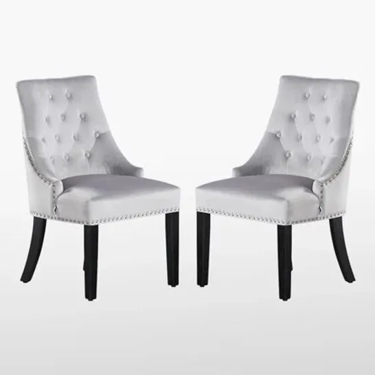 BOXED SCOTT TUFTED VELVET SIDE CHAIR, GREY - SET OF 2 (2 BOXES)