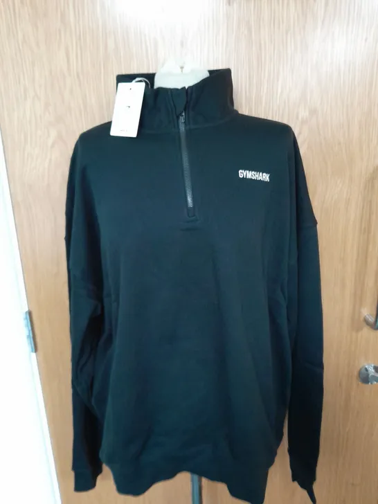 GYMSHARD REST DAY 1/4 ZIP JUMPER IN BLACK SIZE L