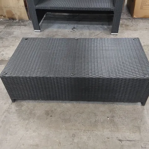DESIGNER BLACK RATTAN COFFEE TABLE OR BENCH WITH UNDERSIDE FOOTSTOOLS 
