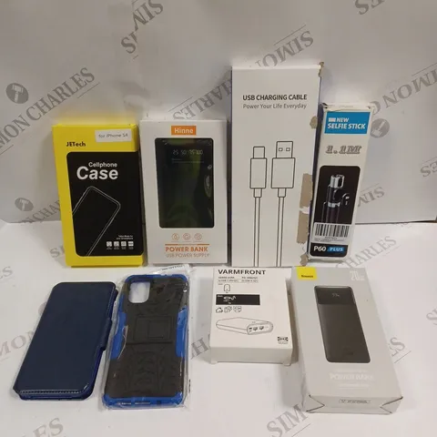 APPROXIMATELY 20 ASSORTED SMARTPHONE/TABLET ACCESSORIES TO INCLUDE POWERBANKS, PROTECTIVE CASES, SELFIE STICK ETC 