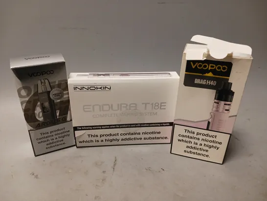 APPROXIMATELY 20 VAPES & E-CIGARETTES TO INCLUDE VOOPOO DRAG H40, INNOKIN ENDURA T18E, VOOPOO ARUS G, ETC