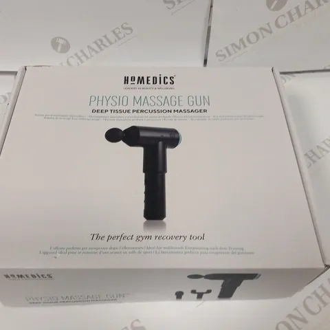 BOXED HOMEDICS PHYSIO MASSAGE GUN DEEP TISSUE PERCUSSION MASSAGER