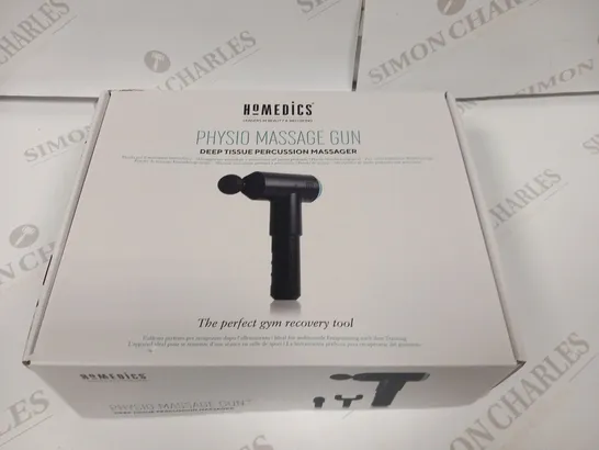 BOXED HOMEDICS PHYSIO MASSAGE GUN DEEP TISSUE PERCUSSION MASSAGER