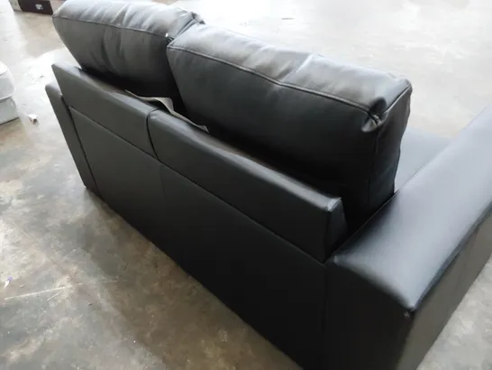 DESIGNER TWO SEATER SOFA BLACK LEATHER 