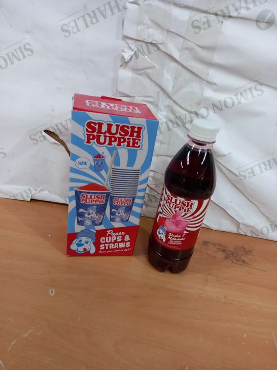 SLUSH PUPPIE SYRUP AND PARTY CUPS  RRP £17.99