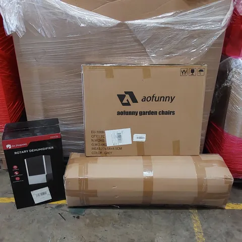 PALLET OF ASSORTED ITEMS INCLUDING: ROTARY DEHUMIDIFIER, CAMPING CHAIRS, CAMPING MATTRESS ECT